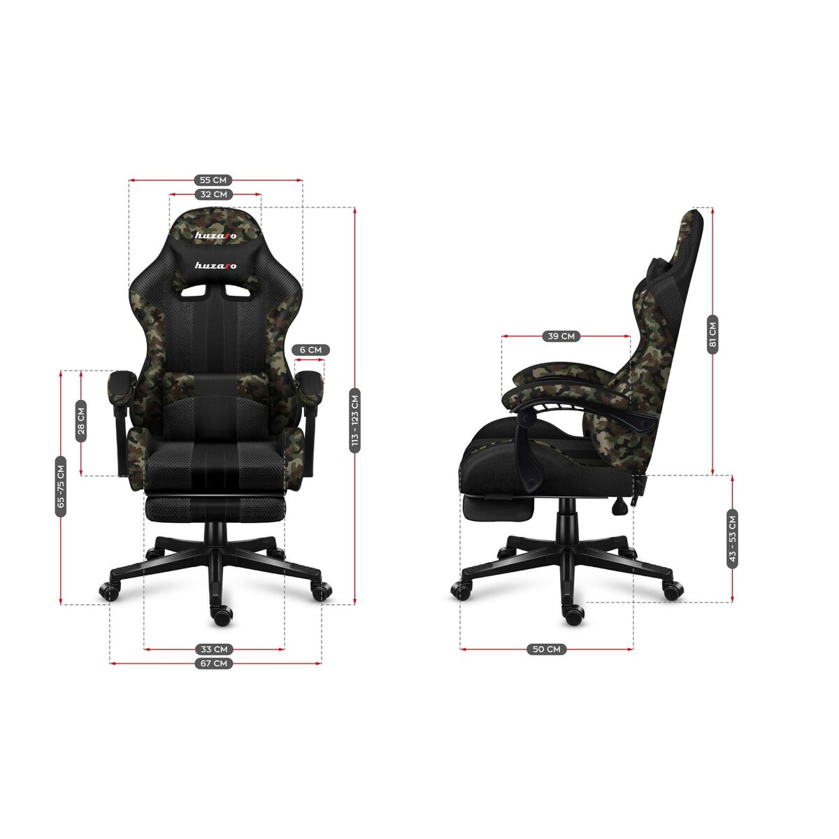 Gaming-Stuhl Huzaro HZ-Force 4.7 Camo Schwarz